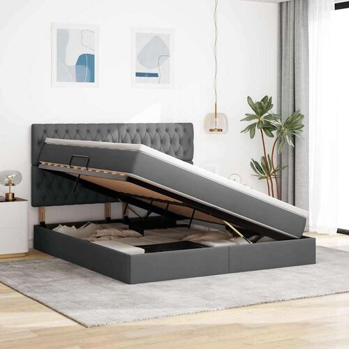  Krevet s od storage Tamno siva 160 x 200 cm Lažna koža Slike