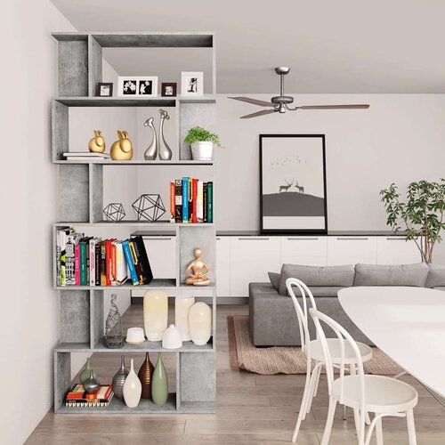 VidaXL Knjižna omara/paravan betonsko siva 80x24x192 cm iverna plo&amp;scaron;ča Slike