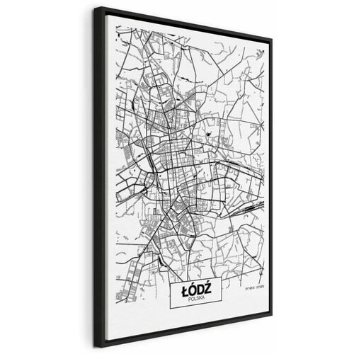  Slika - City Plan: Lodz (1 Part) Vertical 80x120 U crnom drvenom okviru Cijene
