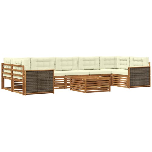 vidaXL Zunanja garnitura za sedenje z blazino 8 pcs Naravna in smetana, (5000281916) Cene