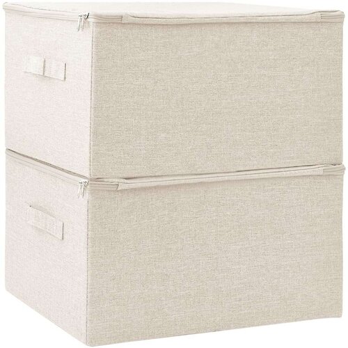 VidaXL Kutije za pohranu 2 kom od tkanine 43 x 34 x 23 cm krem Slike