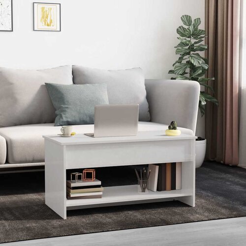  Stolić za kavu sjajni bijeli 102x50,5x52,5 cm konstruirano drvo Slike