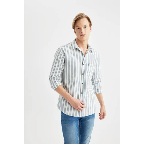 Defacto Regular Fit Striped Cotton Long Sleeve Shirt