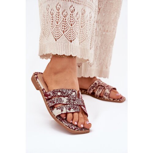 Boto Decorated Flat Sandals Burgundy Anniles Cijene