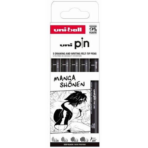 UNI ball Marker Uni pin set 0,05/0,3/0,8/1,2/BR mm crni Manga Shonen 5/1 Slike