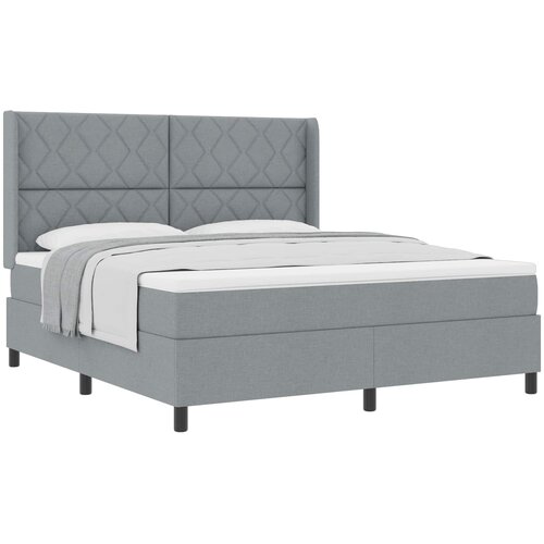  Krevet s opruga kutije Svijetlo siva 200 x 180 cm tkanina Slike
