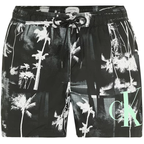 Calvin Klein Swimwear Kratke kopalne hlače meta / črna / bela