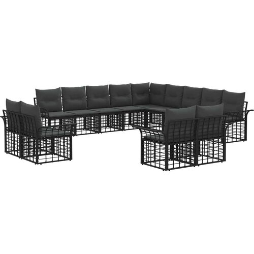  Set vanjskih sofa s jastukom 13 pcs Crna i tamno siva Poliester Cijene