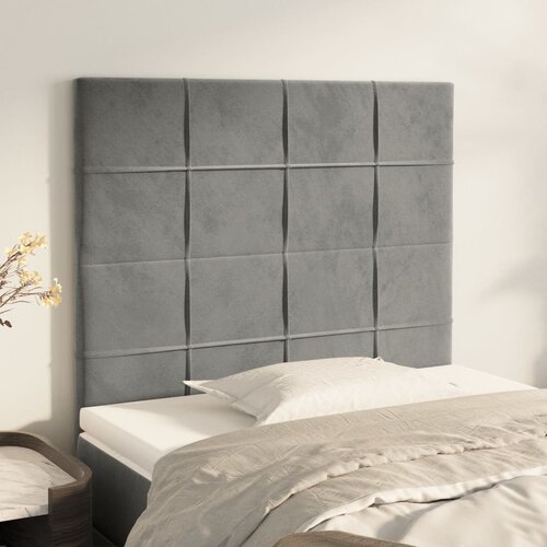 VidaXL Posteljno vzglavje 2 kosa svetlo siv 80x5x78/88 cm žamet Slike