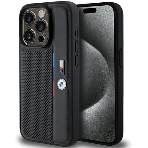 BMW PERFORIRAN TRICOLOR LINE CASE OVITEK ZA IPHONE 15 PRO ČRN, (21974339) Cene