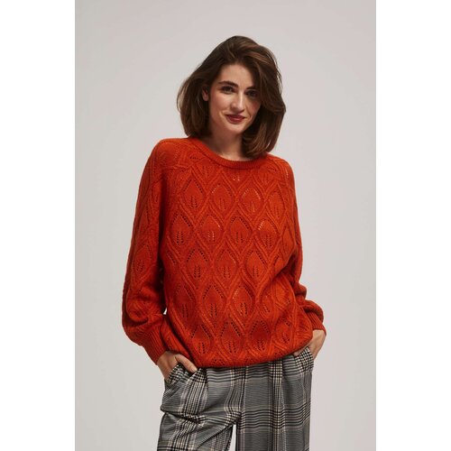 Marisse Openwork Orange Sweater Slike