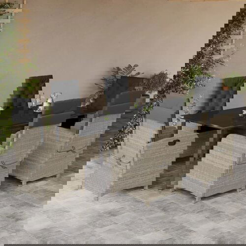 vidaXL 7-dijelni vrtni blagovaonski set od poliratana s jastucima sivi Cijene