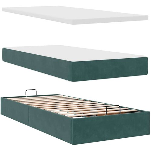 VidaXL okvir kreveta s madraca tamnozeleni 90x200cm bar&amp;scaron;unasti Slike