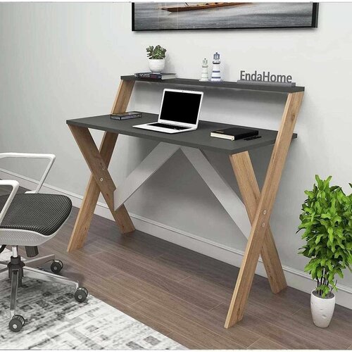 Hanah home radni sto X, 90 cm, atlantski bor / antracit Cene