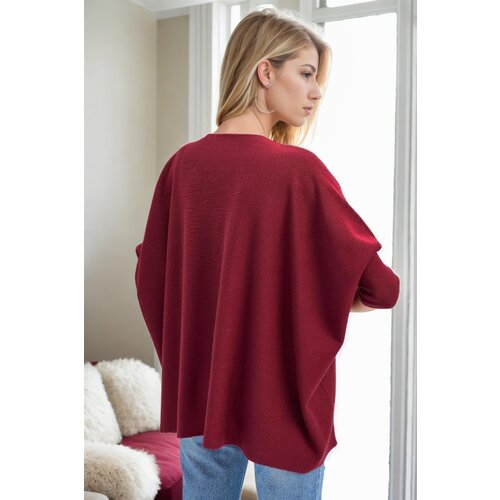 Dewberry 81734 Knitwear Womens Poncho-BORDEAUX Cene