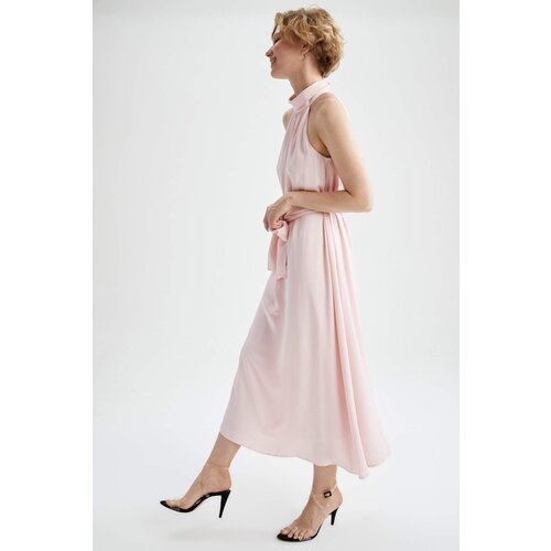 Defacto Nihan Peker Design Halter Neck A-Line Belted Midi Dress Slike