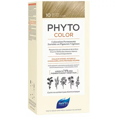 Phyto Color barva za lase brez amoniaka odtenek 10 Extra Light Blonde 3x1 kos