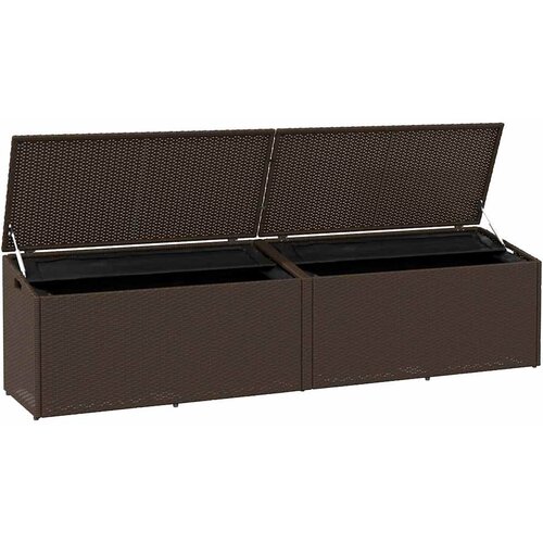  Vrtna kutija za pohranu smeđa 220x50x58 cm poli ratan Slike
