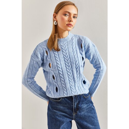 Bianco Lucci Women's Braided Patterned Knitwear Sweater Slike