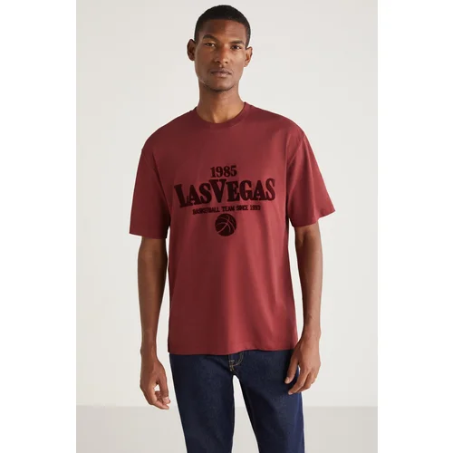 Grimelange LOU Basic Relaxed Claret Red Single T-Shirt