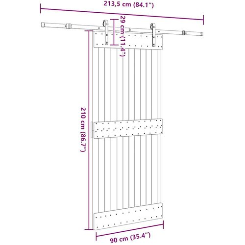 vidaXL Klizna vrata s priborom za montažu 90 x 210 cm masivna borovina Cijene