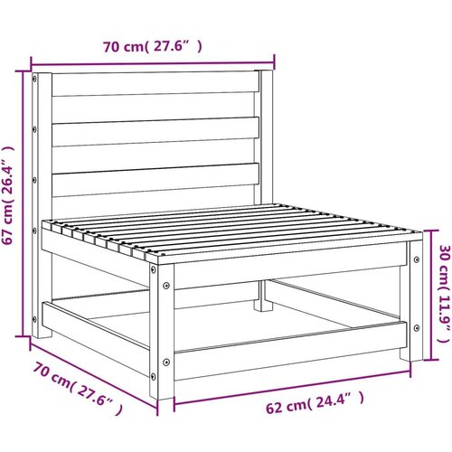 VidaXL Vrtne sofe bez naslona za ruke 3 kom smeđe 70x70x67cm borovina Slike