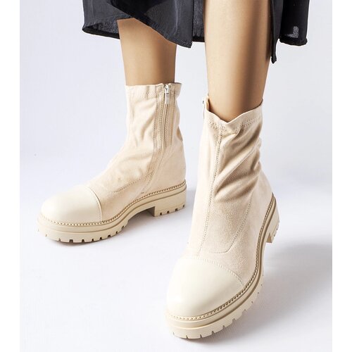 Gemre Beige sock boots eco-suede Cigliano Cene