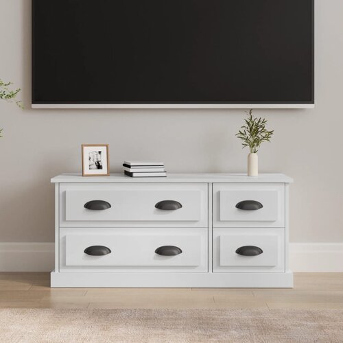 The Living Store TV omarica visok sijaj bela 100x35,5x45 cm inženirski les - TV Omarica, (21376679) Slike