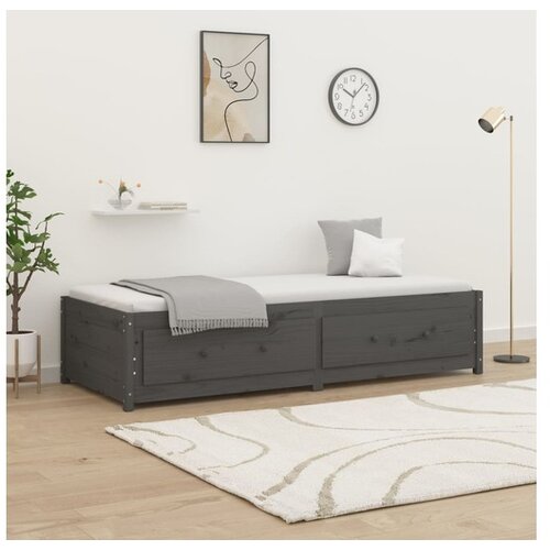  Dnevna postelja siva 90x200 cm trdna borovina Cene