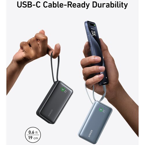Anker 545 Nano powerbank 10K z vgrajenim kablom USB-C, zelen Cene