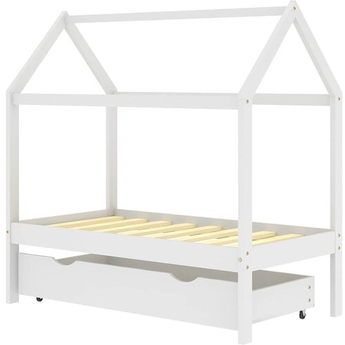 Maison Chic Otroška postelja - Otroški ležaj - Otroški posteljni okvir s predalom bela trdna borovina 70x140cm, (21698381) Cene