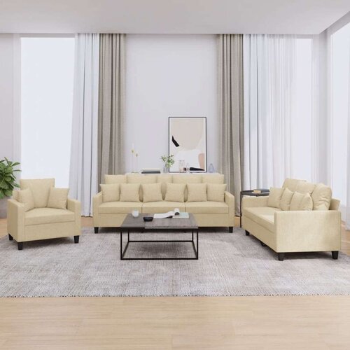  3-dijelni set sofa s jastucima krem od mikrovlakana Cene