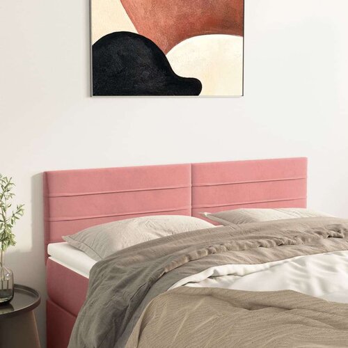  Posteljno vzglavje 2 kosa roza 72x5x78/88 cm žamet Slike