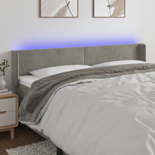 vidaXL LED posteljno vzglavje svetlo sivo 203x16x78/88 cm žamet Cene