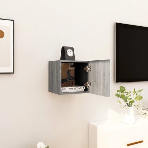 The Living Store Stenska TV omarica siva sonoma 30,5x30x30 cm - Stenska TV Omarica, (21376547) Slike