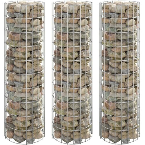 vidaXL Okrogle visoke grede gabion 3 kosi pocinkano jeklo Ø30x100 cm Cene