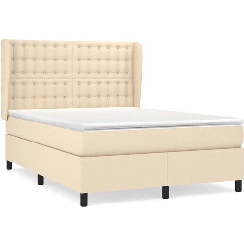 vidaXL Box spring postelja z vzmetnico krem 140x190 cm blago, (20895348) Cene