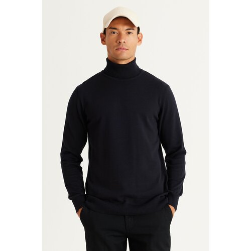 ALTINYILDIZ CLASSICS Men's Navy Blue Standard Fit Normal Cut Full Turtleneck Cotton Knitwear Sweater. Slike