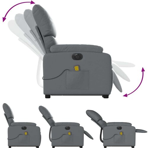 VidaXL Električni masažni naslonjač na podizanje od umjetne kože siva Slike