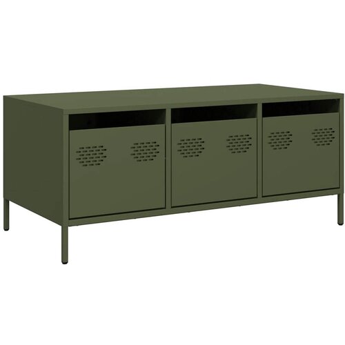 Maison Chic Klubska mizica - kavna mizica - Nizka mizica olivno zelena 101,5x50x43,5 cm valjano jeklo, (21754135) Cene