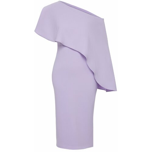 Trendyol lilac single sleeve elegant evening dress Cene