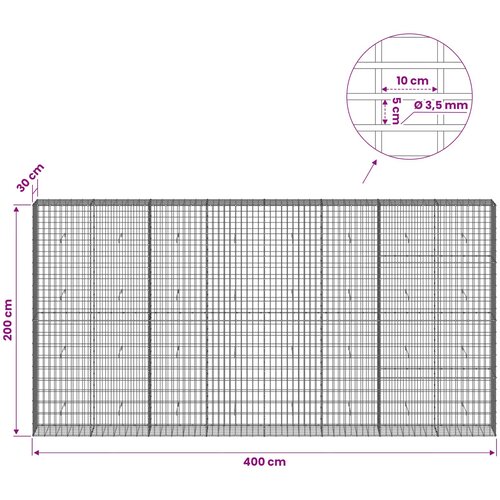  Gabion s žicom debljine 3,5 mm i mrežom 5x10 cm 400x30x200 cm Slike
