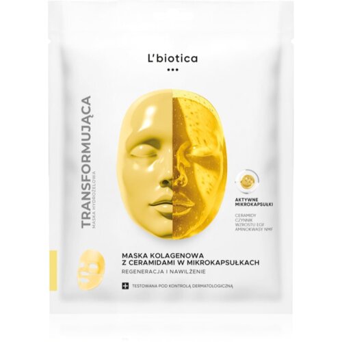 L´Biotica Transforming Collagen Mask with Ceramides in Microcapsules kolagenska maska za obnovitev in hranjenje kože obraza 1 kos Cene