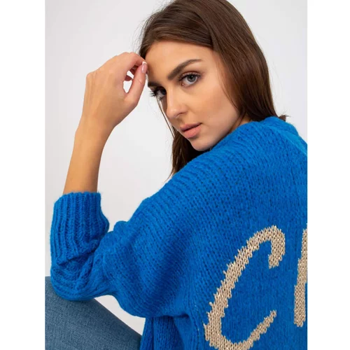 Fashion Hunters Dark blue women's cardigan with the OH BELLA inscription on the back