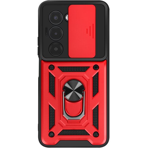 Oem Mayaxess, Ovitek za Xiaomi Redmi 15 5G z vrtljivim magnetnim obročkom in pokrovom za kamero, Rdeča, (5000208834) Cene
