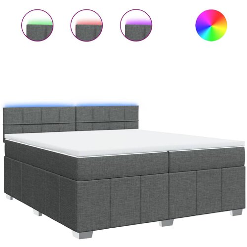 vidaXL Box spring postelja z vzmetnico temno siva 200x200 cm blago, (21309191) Cene