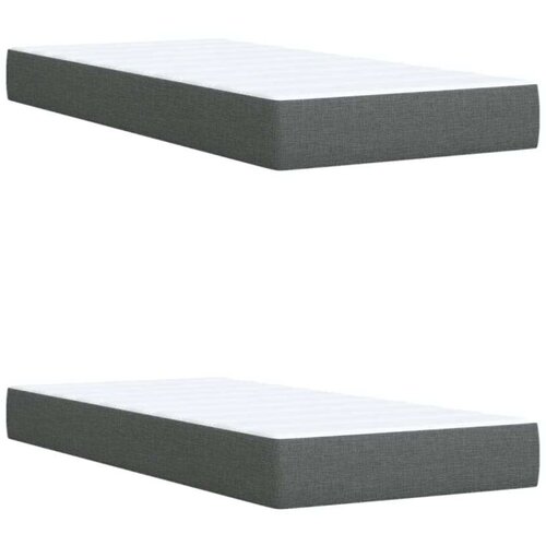 VidaXL Krevet s oprugama i madracem tamnosivi 200 x 200 cm od tkanine Slike