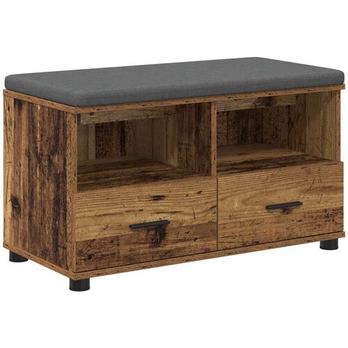  Klupa za hodnik s jastukom Staro drvo 80 x 38 x 46 cm Slike