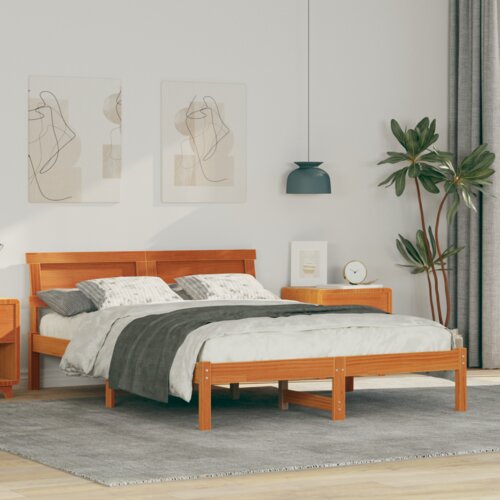  Krevetni okvir s naslonom &amp  LED voštana smeđa 120x190 cm od punog drva bora Cijene