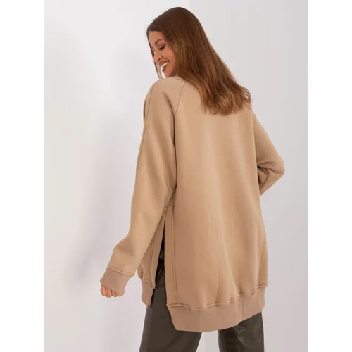 Fashion Hunters Dark beige insulated sweatshirt with slits